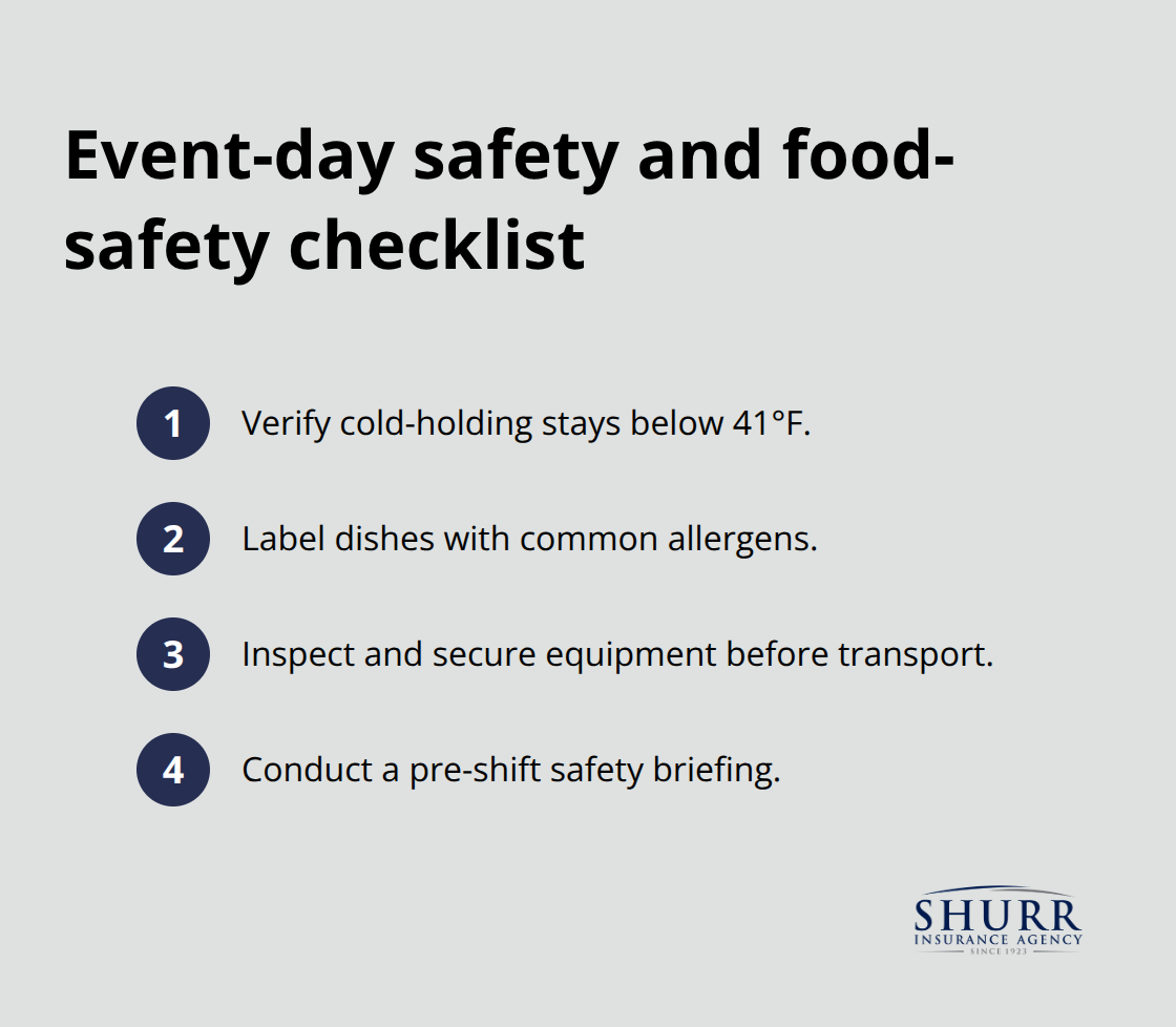 Compact list of four key prevention steps for catering events. - catering insurance options