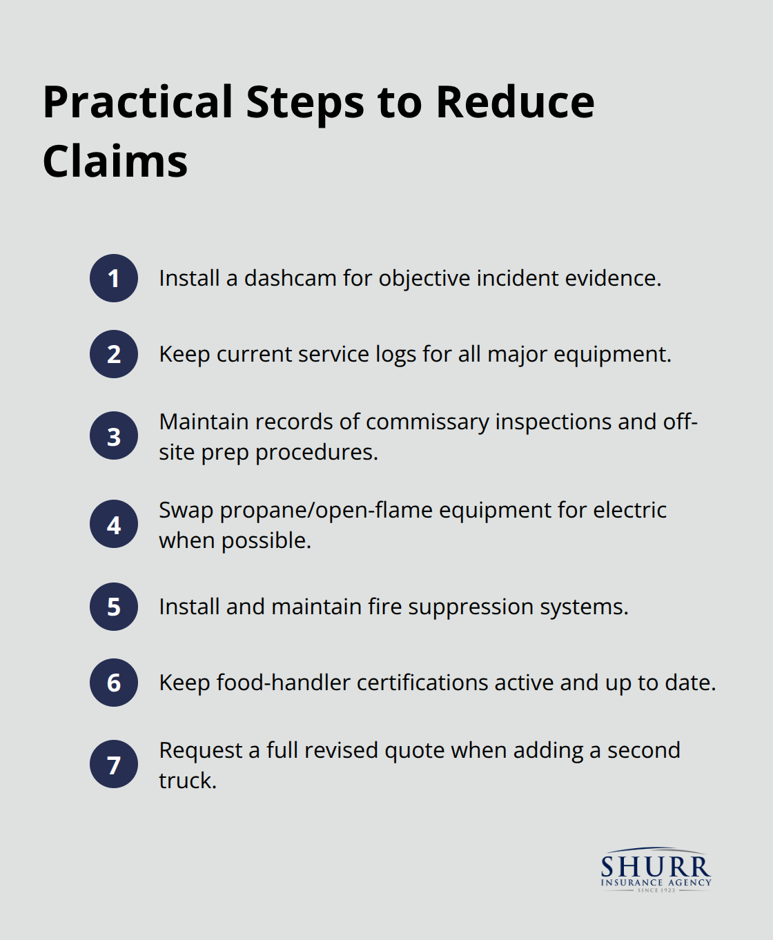 Compact checklist of actions to cut food truck insurance claims - food truck restaurant coverage