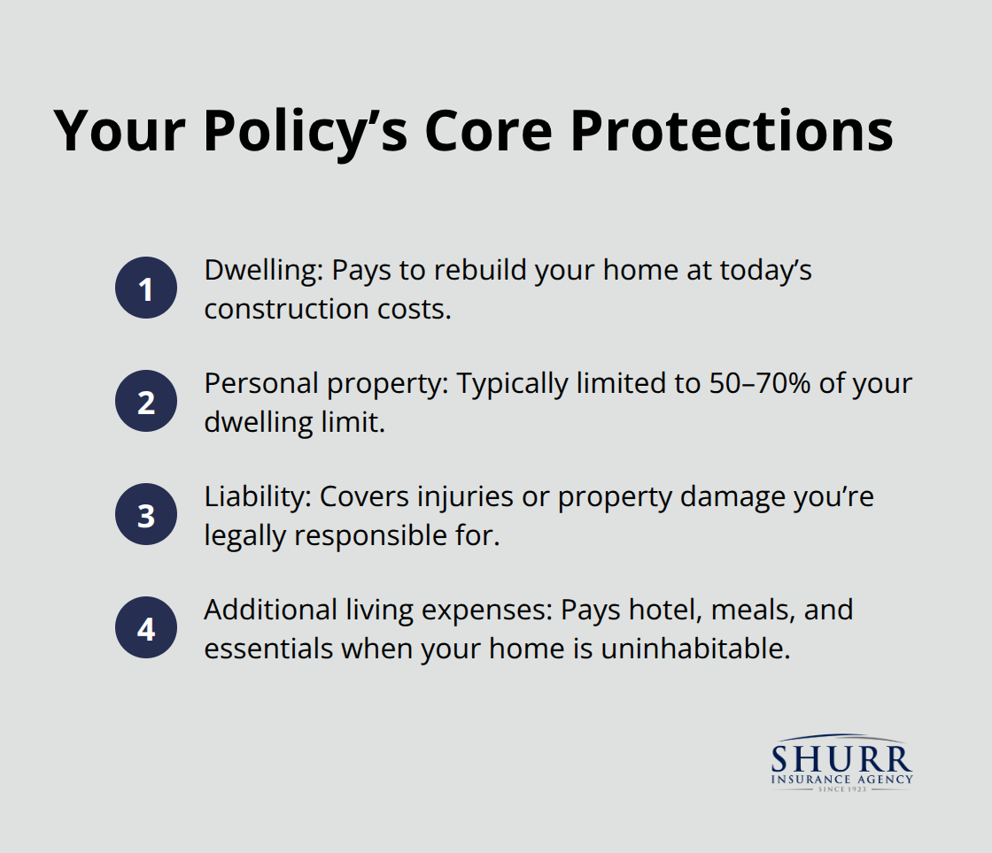 Overview of dwelling, personal property, liability, and additional living expenses coverage - home insurance tips