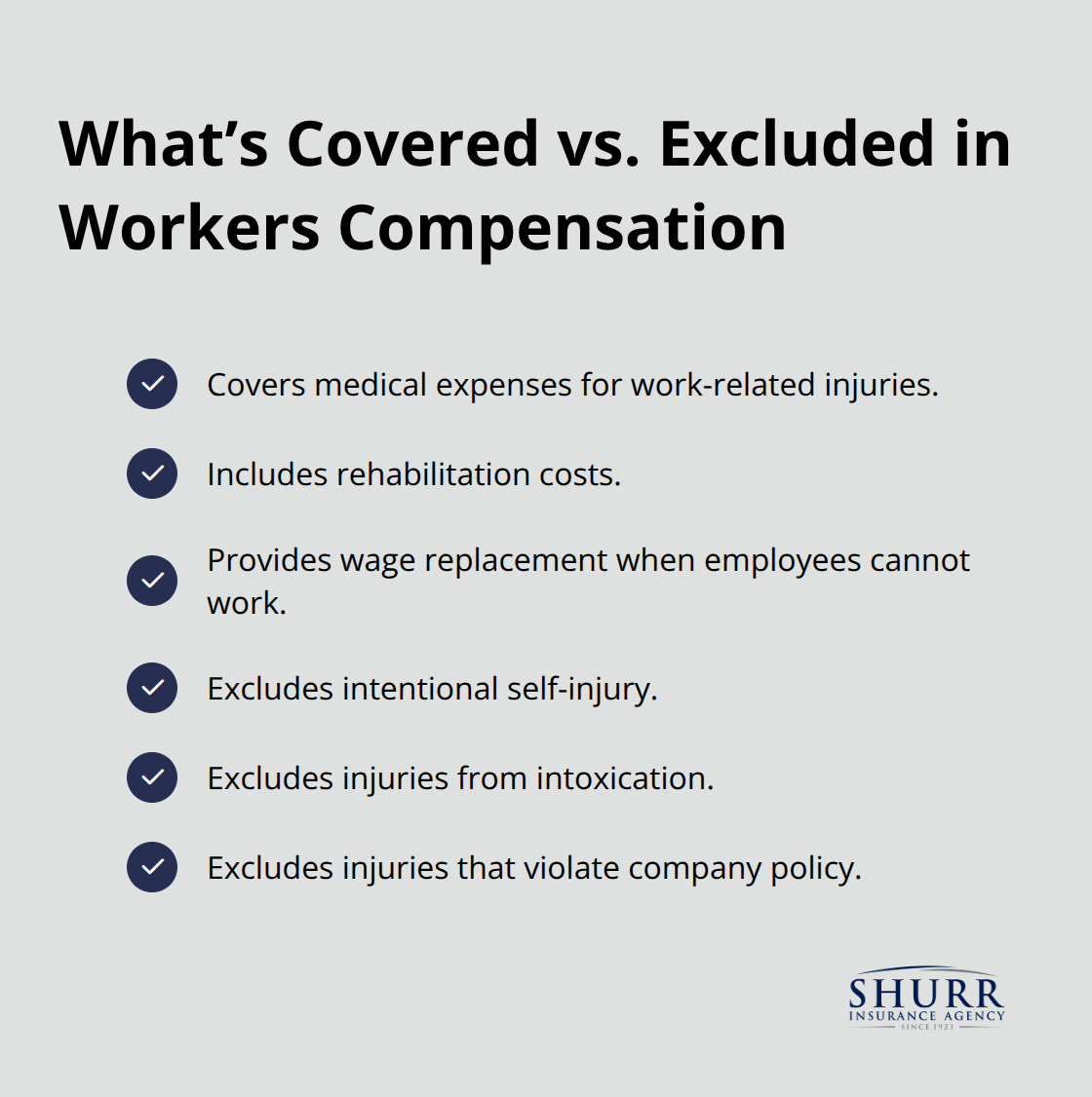 Key inclusions and common exclusions in U.S. workers compensation coverage. - occupational safety workers compensation