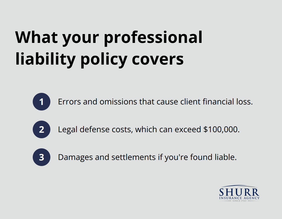 Compact list of core coverages in a professional liability policy - professional liability insurance coverage