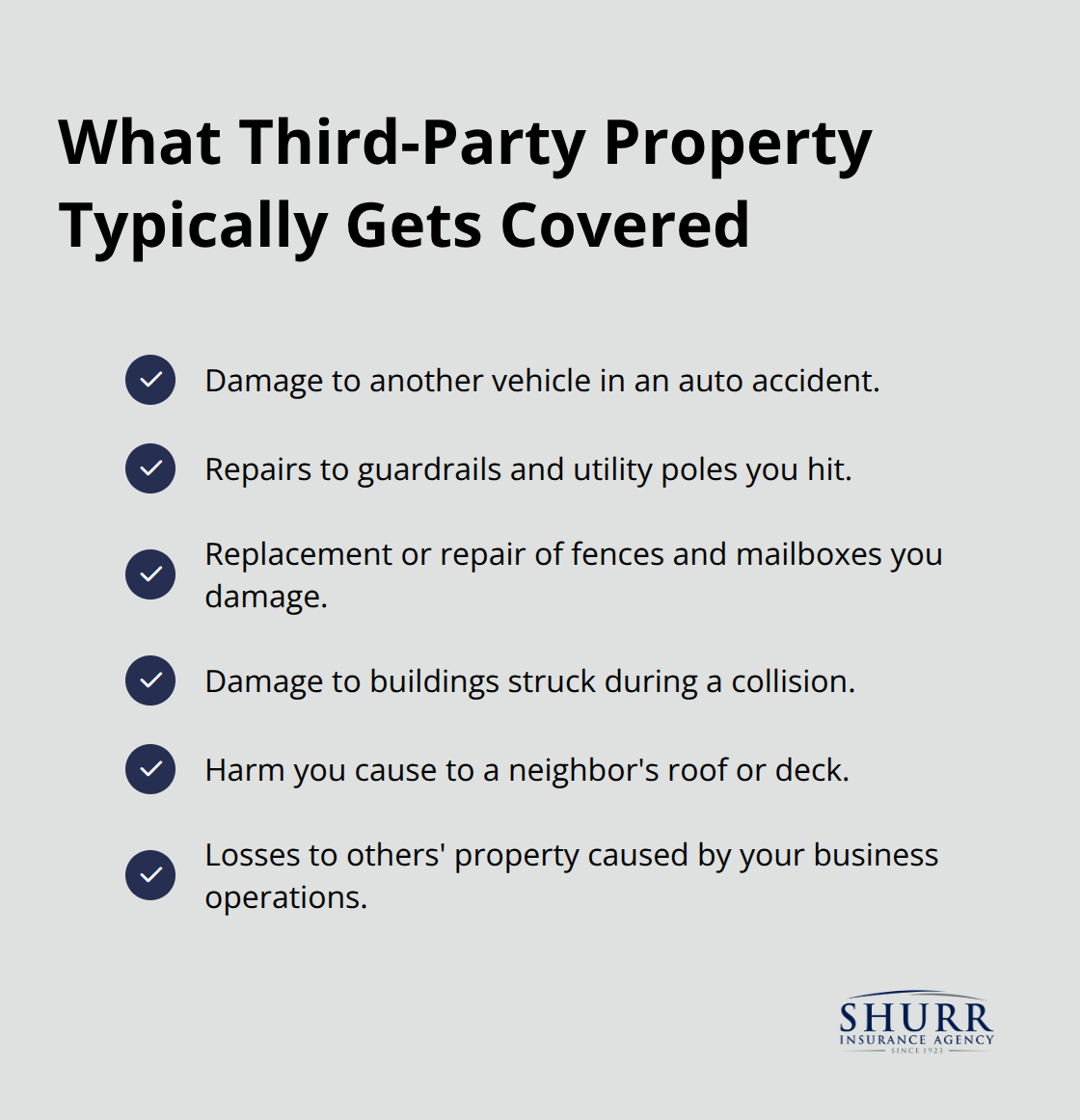 Checklist of common third-party property covered by property damage liability - property damage insurance meaning